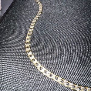 22” two tone open curb link chain necklace in solid 10k GOLD AND WHITE GOLD
